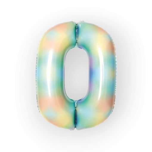 Picture of FOIL BALLOON NUMBER 0 PASTEL RAINBOW 34 INCH